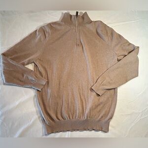 Daniel Hechter Paris Men’s Large Cotton Cashmere Blend 1/4 Zip Brown Sweater